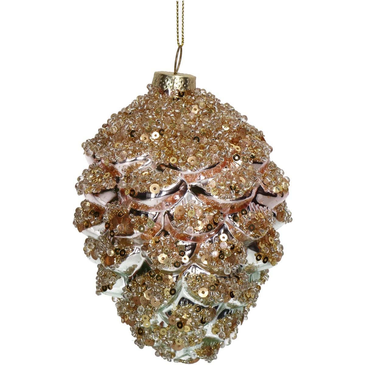 Στολίδι Κουκουνάρι Γυάλινο Χρυσό 13εκ