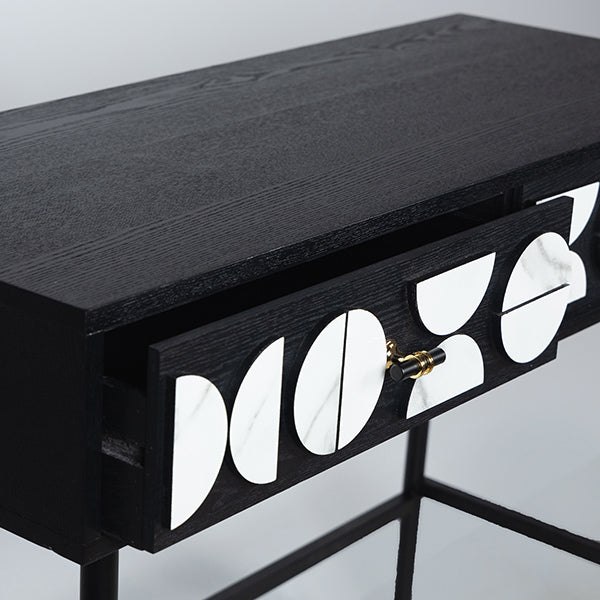 ΚΟΝΣΟΛΑ ΞΥΛΙΝΗ ΜΑΥΡΗ - ΛΕΥΚΗ 100x40x77