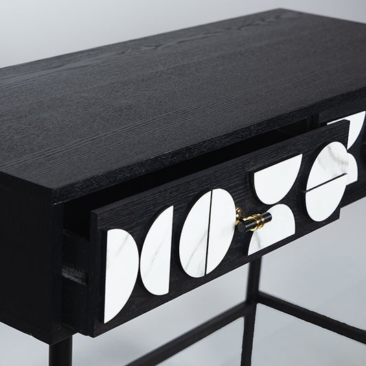 ΚΟΝΣΟΛΑ ΞΥΛΙΝΗ ΜΑΥΡΗ - ΛΕΥΚΗ 100x40x77