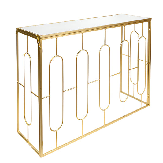 ΚΟΝΣΟΛΑ ΜΕΤΑΛΛΙΚΗ ΧΡΥΣΗ ΕΠΙΦΑΝΕΙΑ ΓΥΑΛΙ ΣΕΤ 2 ΤΜΧ S:102x29.5x71 L:107x35x79.5