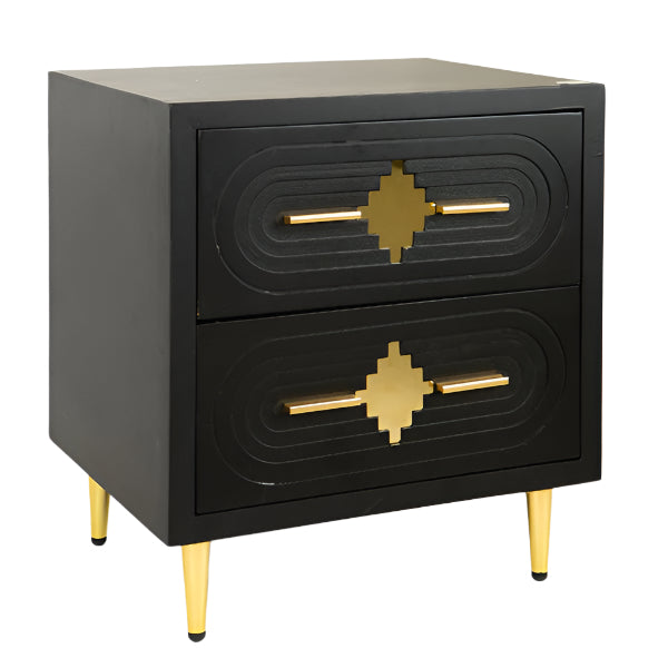 ΚΟΜΟΔΙΝΟ ΞΥΛΙΝΟ ΜΑΥΡΟ 2 ΣΥΡΤΑΡΙΑ ΠΟΔΙΑ ΜΕΤΑΛΛΙΚΑ 50x40x56