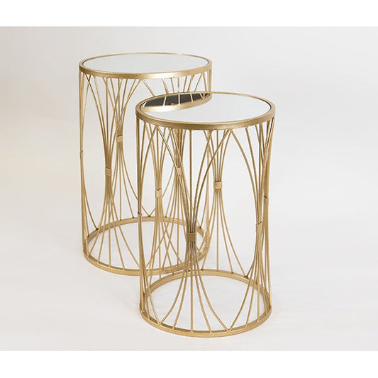 ΤΡΑΠΕΖΑΚΙΑ ΒΟΗΘΗΤΙΚΑ ΜΕΤΑΛΛΙΚΑ ΧΡΥΣΟ ΕΠΙΦΑΝΕΙΑ ΓΥΑΛΙ ΣΕΤ 2 ΤΜΧ S:33x33x51 L:38x38x56