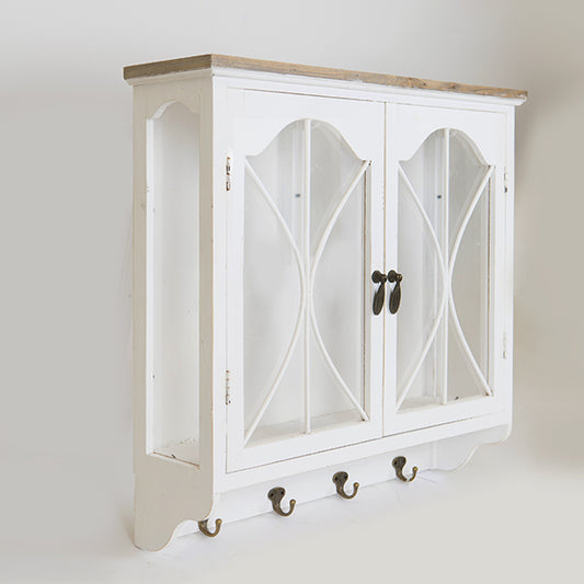 ΝΤΟΥΛΑΠΙ ΤΟΙΧΟΥ ΞΥΛΙΝΟ ΛΕΥΚΟ 2 ΠΟΡΤΕΣ 59.5x17.5x60