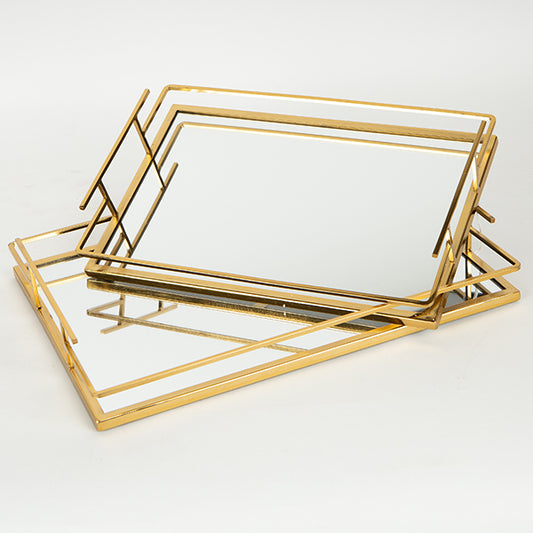 S/2 ΔΙΣΚΟΣ ΜΕΤΑΛΛΙΚΟΣ ΜΕ ΚΑΘΡΕΦΤΗ ΧΡΥΣΟΣ 35x25x5.5/30.5x20x5.5