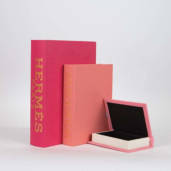 S/3 ΚΟΥΤΙΑ ΒΙΒΛΙΑ ΞΥΛΙΝΑ ΚΟΚΚΙΝA-ΡΟΖ 30x21.5x6/23x17x4.5/16x11x3