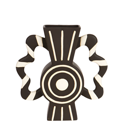 ΒΑΖΟ ΚΕΡΑΜΙΚΟ ΜΑΥΡΟ & ΜΠΕΖ ΜΕ ΧΕΡΟΥΛΙΑ 37x8x36