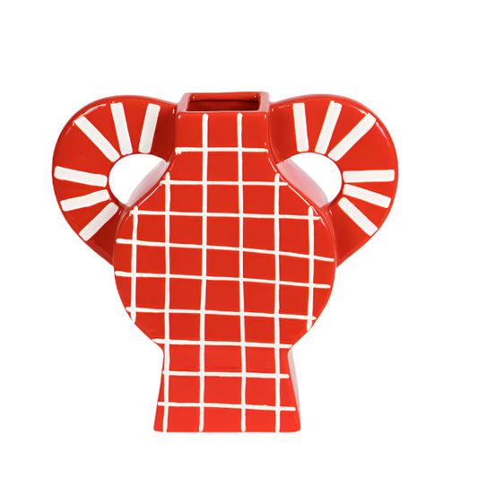 ΒΑΖΟ ΚΕΡΑΜΙΚΟ ΚΟΚΚΙΝΟ ΜΕ ΛΕΥΚΕΣ ΓΡΑΜΜΕΣ ΜΕ ΧΕΡΟΥΛΙΑ 38x8x36