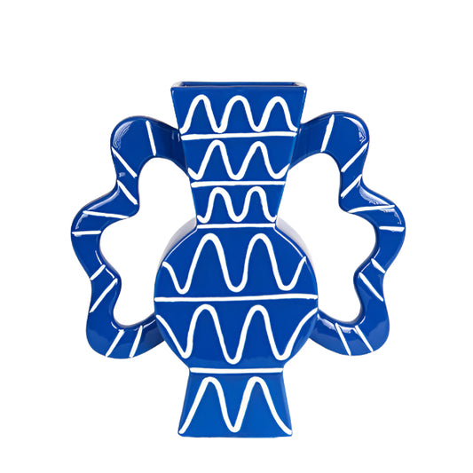 ΒΑΖΟ ΚΕΡΑΜΙΚΟ ΜΠΛΕ ΜΕ ΛΕΥΚΕΣ ΓΡΑΜΜΕΣ ΜΕ ΧΕΡΟΥΛΙΑ 38x8x36