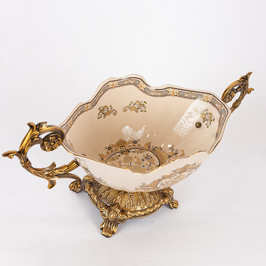 ΦΟΝΤΑΝΙΕΡΑ ΠΟΡΣΕΛΑΝΗ ΛΕΥΚΗ ΜΕ ΧΡΥΣΑ ΛΟΥΛΟΥΔΙΑ 47x19x25