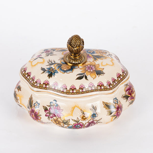 ΦΟΝΤΑΝΙΕΡΑ ΠΟΡΣΕΛΑΝΗ ΛΕΥΚΗ ΜΕ ΧΡΥΣΑ ΛΟΥΛΟΥΔΙΑ 18x18x14