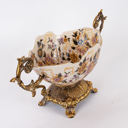 ΦΟΝΤΑΝΙΕΡΑ ΠΟΡΣΕΛΑΝΗ ΛΕΥΚΗ ΜΕ ΧΡΥΣΑ ΛΟΥΛΟΥΔΙΑ 47x19x25