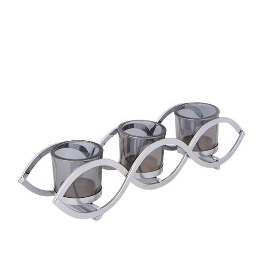 ΚΗΡΟΠΗΓΙΟ ΡΕΣΩ ΜΕ ΓΚΡΙ ΓΥΑΛΙ ΜΕΤΑΛΛΙΚΟ ΧΡΩΜΙΟ 3 ΘΕΣΕΙΣ 33x8x8