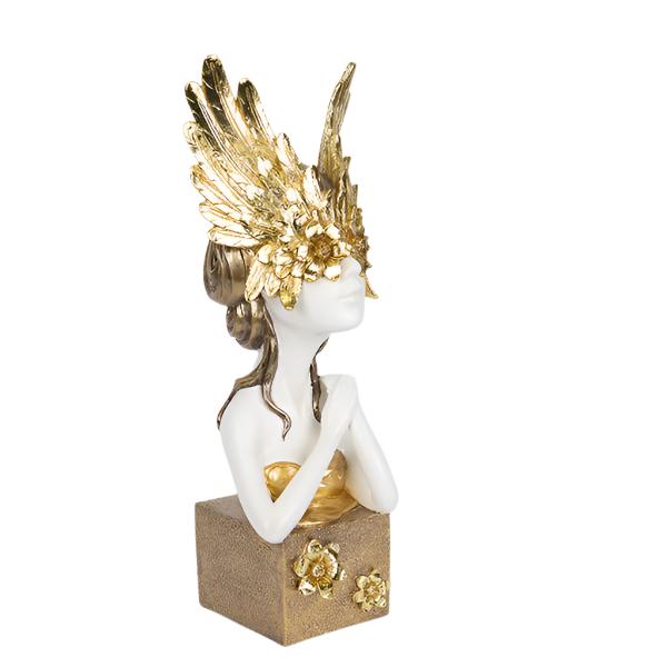 ΔΙΑΚΟΣΜΗΤΙΚΟ ΓΛΥΠΤΟ ΡΕΖΙΝ ΓΥΝΑΙΚΑ ΜΕ ΜΑΣΚΑ ΛΕΥΚΟ-ΧΡΥΣΟ 14.5x14x41