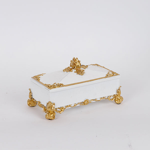 ΔΙΑΚΟΣΜΗΤΙΚΟ ΚΟΥΤΙ ΠΟΛΥΡΕΖΙΝ ΛΕΥΚΟ - ΧΡΥΣΟ 21.8x12x12