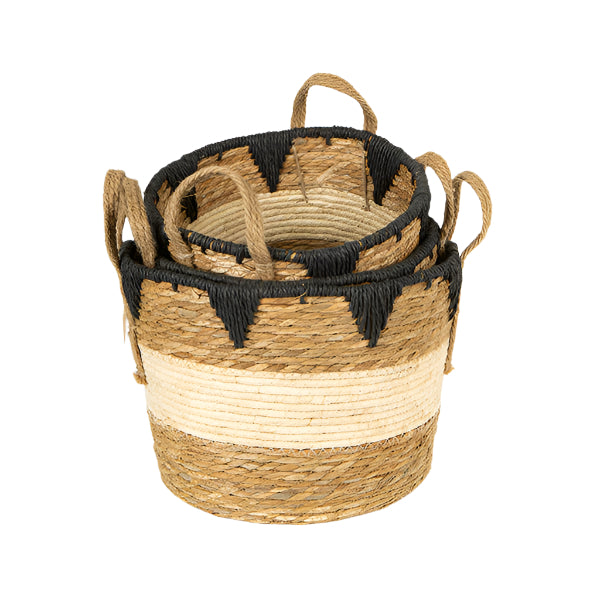 ΚΑΛΑΘΙΑ ΨΑΘΙΝΑ ΚΑΦΕ & ΜΑΥΡΟ ΣΕΤ 3 ΤΜΧ S:27x20x20 M:30x22x22 L:36x28x25