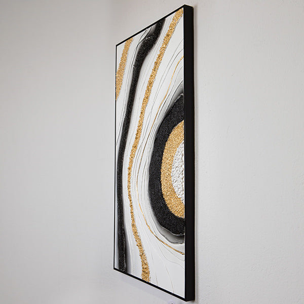 ΠΙΝΑΚΑΣ ΣΕ ΚΑΜΒΑ ΜΑΥΡΟ-ΧΡΥΣΟ-ΛΕΥΚΟ 62x122x4.5