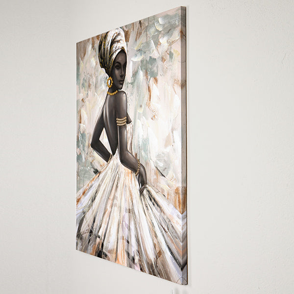 ΠΙΝΑΚΑΣ ΚΑΜΒΑΣ ΑΦΡΙΚΑΝΑ ME ΦΤΕΡΗ ΛΕΥΚΟ-ΧΡΥΣΟ-ΚΑΦΕ 90x3x120