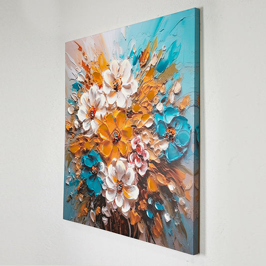 ΠΙΝΑΚΑΣ ΚΑΜΒΑΣ ΛΟΥΛΟΥΔΙΑ ΛΕΥΚΟ-ΚΙΤΡΙΝΟ-ΣΙΕΛ 80x3x80