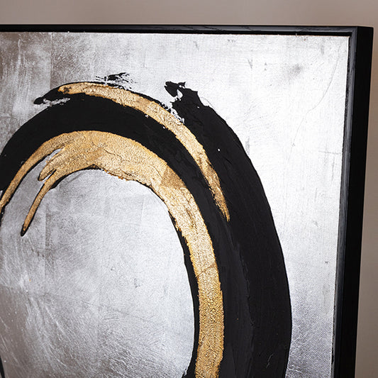 ΠΙΝΑΚΑΣ ΚΑΜΒΑΣ ΚΥΚΛΟΣ ΜΑΥΡΟΣ - ΧΡΥΣΟΣ - ΑΣΗΜΙ 80x3.5x80