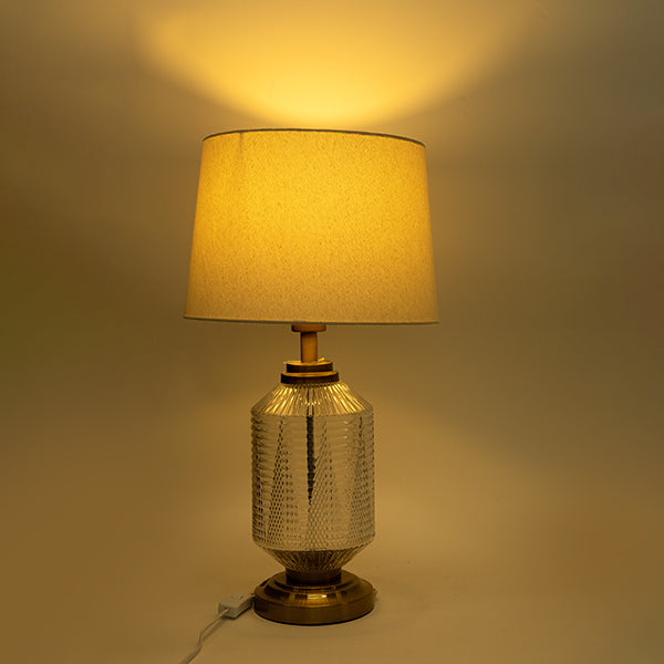 ΕΠΙΤΡΑΠΕΖΙΟ ΦΩΤΙΣΤΙΚΟ ΜΕ ΛΙΝΟ ΚΑΠΕΛΟ ΜΕΤΑΛΛΟ-ΓΥΑΛΙ ΧΡΥΣΟ-ΕΚΡΟΥ 33x33x59