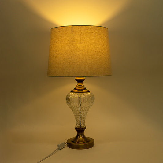 ΕΠΙΤΡΑΠΕΖΙΟ ΦΩΤΙΣΤΙΚΟ ΜΕ ΕΚΡΟΥ ΛΙΝΟ ΚΑΠΕΛΟ ΜΕΤΑΛΛΙΚΟ - ΓΥΑΛΙΝΟ ΧΡΥΣΟ 35x35x63