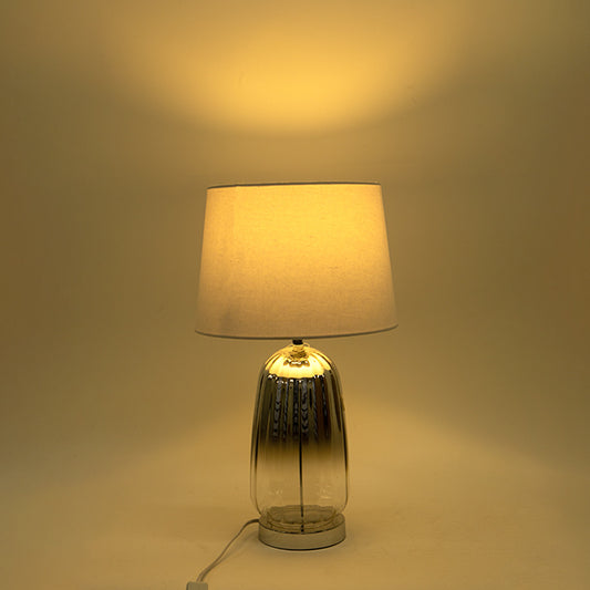 ΕΠΙΤΡΑΠΕΖΙΟ ΦΩΤΙΣΤΙΚΟ ΜΕ ΛΕΥΚΟ ΛΙΝΟ ΚΑΠΕΛΟ ΜΕΤΑΛΛΙΚΟ-ΓΥΑΛΙΝΟ ΑΣΗΜΙ 30x52εκ