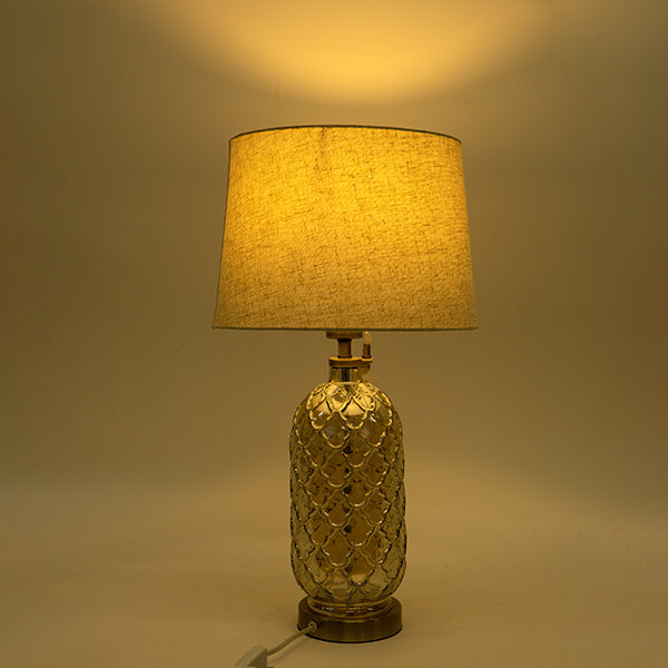 ΕΠΙΤΡΑΠΕΖΙΟ ΦΩΤΙΣΤΙΚΟ ΜΕ ΛΙΝΟ ΚΑΠΕΛΟ ΜΕΤΑΛΛΟ-ΓΥΑΛΙ ΧΡΥΣΟ-ΜΠΕΖ 33x33x60