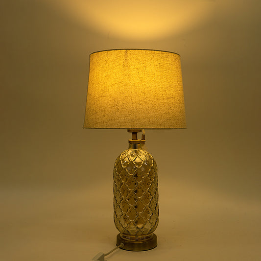 ΕΠΙΤΡΑΠΕΖΙΟ ΦΩΤΙΣΤΙΚΟ ΜΕ ΛΙΝΟ ΚΑΠΕΛΟ ΜΕΤΑΛΛΟ-ΓΥΑΛΙ ΧΡΥΣΟ-ΜΠΕΖ 33x33x60