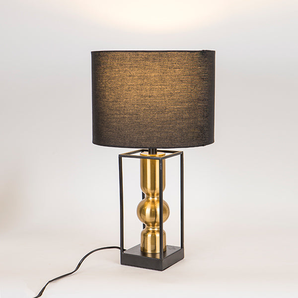 ΕΠΙΤΡΑΠΕΖΙΟ ΦΩΤΙΣΤΙΚΟ ΜΕ ΥΦΑΣΜΑΤΙΝΟ ΚΑΠΕΛΟ ΜΕΤΑΛΛΙΚΟ ΜΑΥΡΟ-ΧΡΥΣΟ 28x28x49