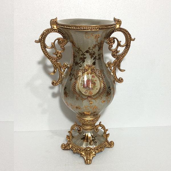 ΒΑΖΟ ΠΟΡΣΕΛΑΝΙΝΟ ΓΚΡΙ - ΧΡΥΣΟ 31.5x21x48