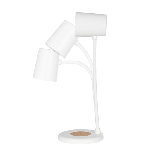 LUCORA 76555 Μοντέρνο Επιτραπέζιο Φωτιστικό Γραφείου με Ασύρματη Φόρτιση 10W 2A & 4W Bluetooth Ηχείο LED 3W 300lm 120° DC 5V με USB-C IP20 Ρυθμιζόμενο Λευκό CCT με Αφή 2700K/4500K/6000K Dimmable - Sanan SMD Chip - Λευκό - Μ12 x Π12 x Υ32