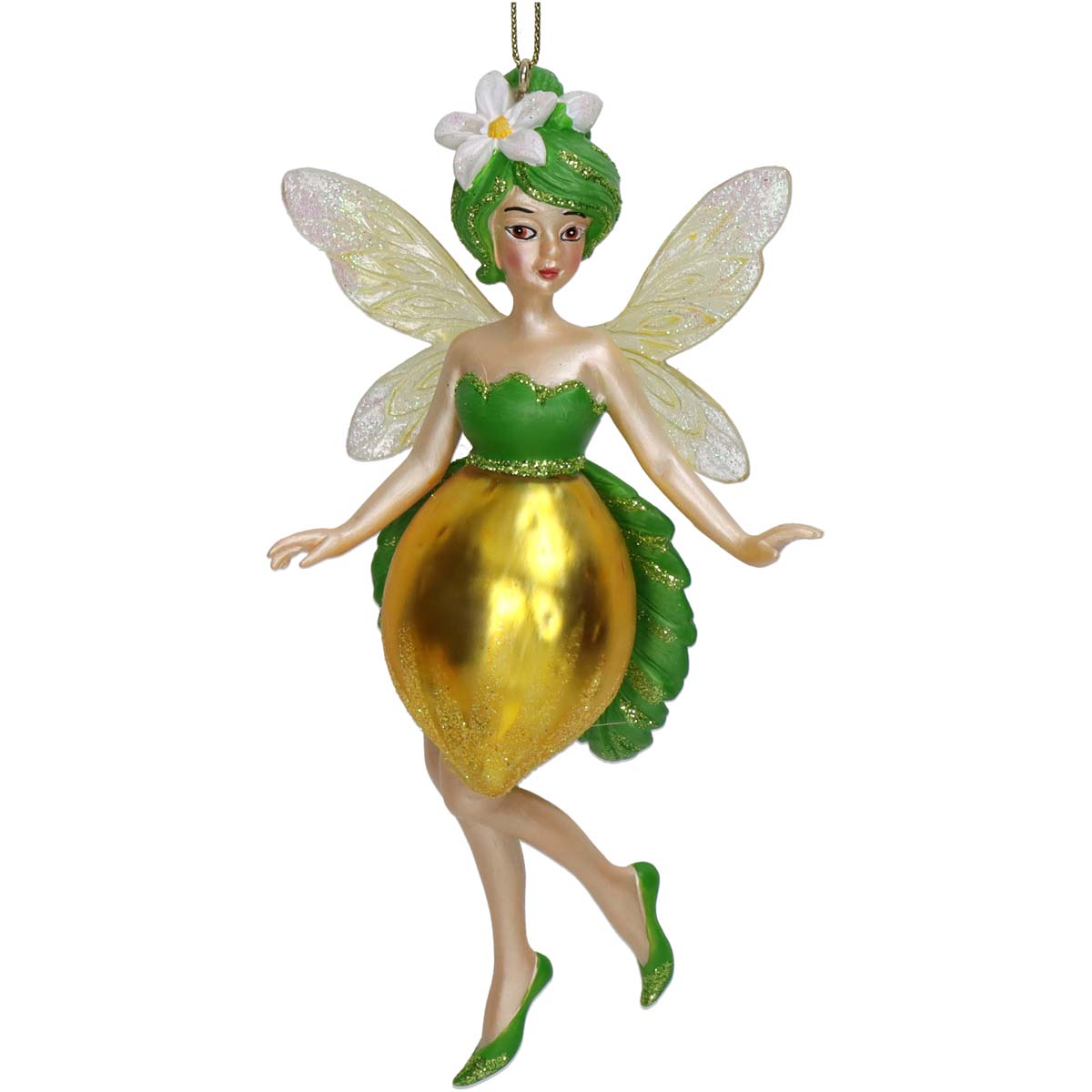 Στολίδι Νεράιδα Γυάλινη Κίτρινη 14εκ