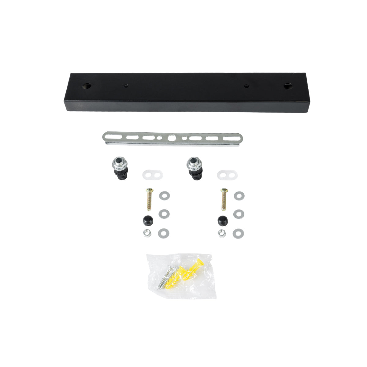 WALLBASE 77521 Γραμμική Μεταλλική Ροζέτα για Κρέμαση 2 Φωτιστικών - Μαύρο - Μ30 x Π5 x Υ2