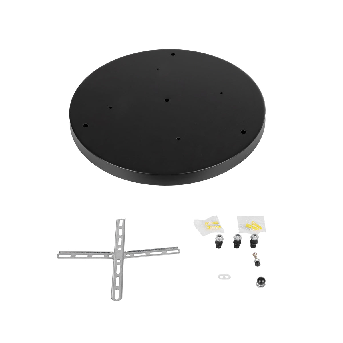 DIY 77541 Επιτοίχια Στρογγυλή Ροζέτα - Βάση για 3 Κρεμαστά Φωτιστικά - Φ40 x Υ3cm - Μαύρο - Μεταλλικό