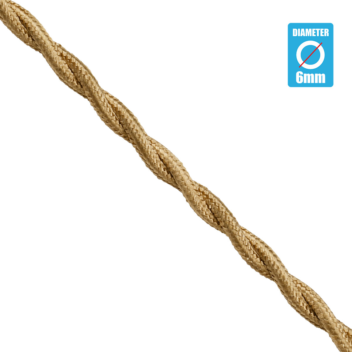 77623 Πλεκτό Υφασμάτινο Καλώδιο 1m 2 x 0.75mm² Μπεζ Χρυσό