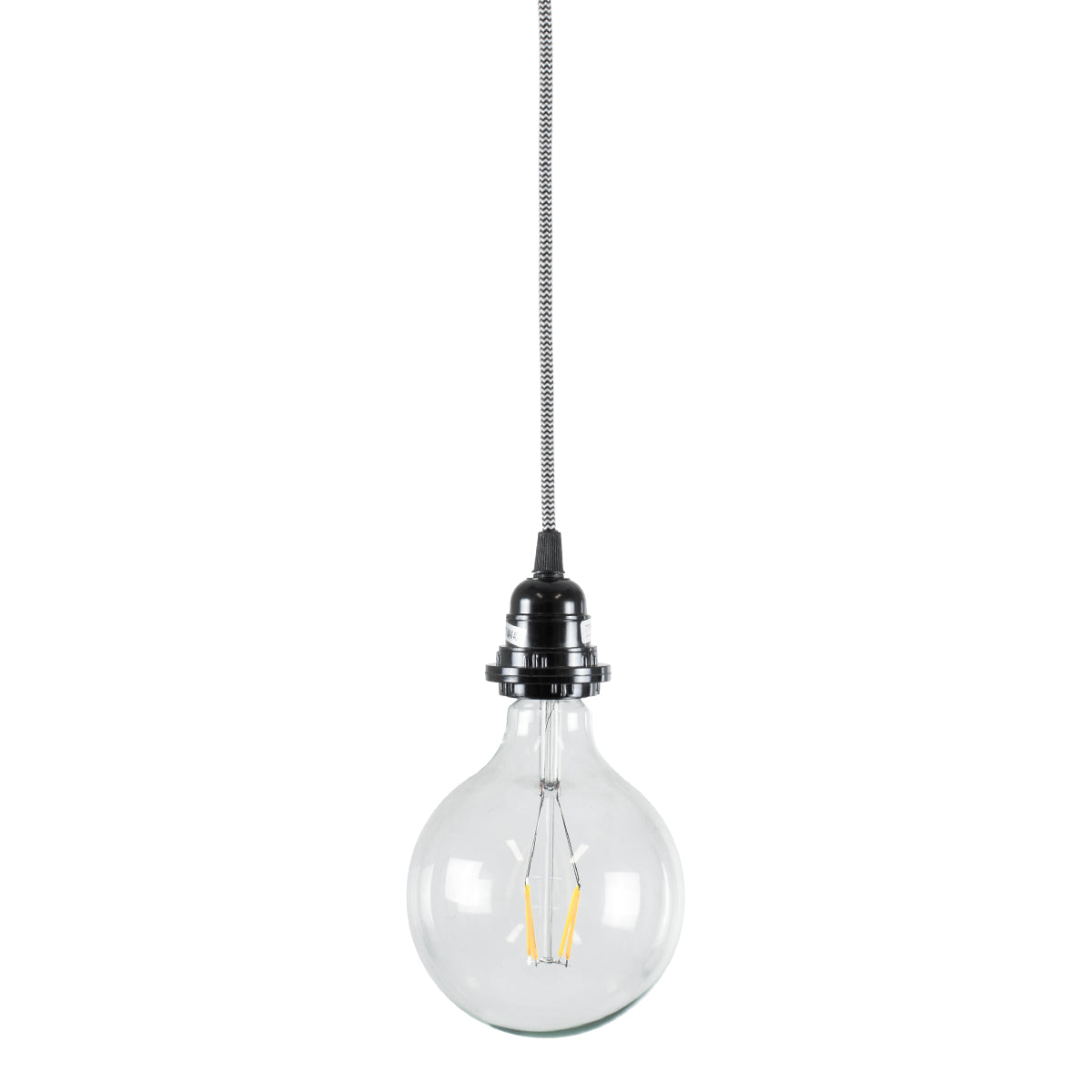 WHIP 77668 Μοντέρνο DIY Φωτιστικό με Υφασμάτινο Καλώδιο, Ντουί 1 x E27, Διακόπτη On/Off & Πρίζα AC 220-240V IP20 - Λευκό & Μαύρο - Μ140 x Π5.8 x Υ5.8