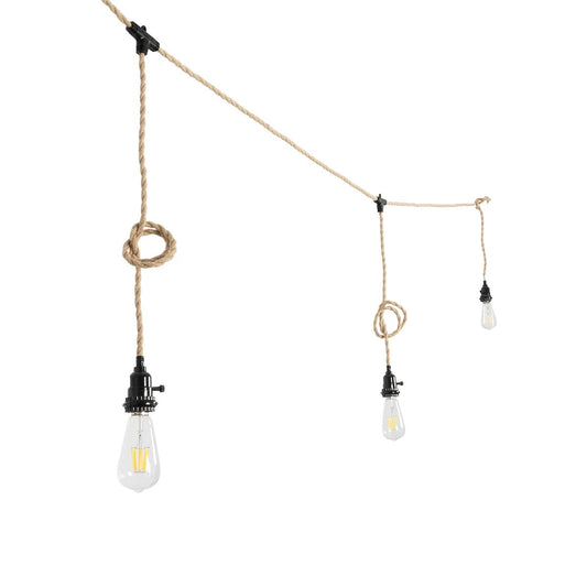 WHIP 77676 Μοντέρνο DIY Φωτιστικό με Υφασμάτινο Καλώδιο, Ντουί 3 x E27, Διακόπτη On/Off & Πρίζα AC 220-240V IP20 - Μπεζ & Μαύρο - Μ650 x Π5.5 x Υ100