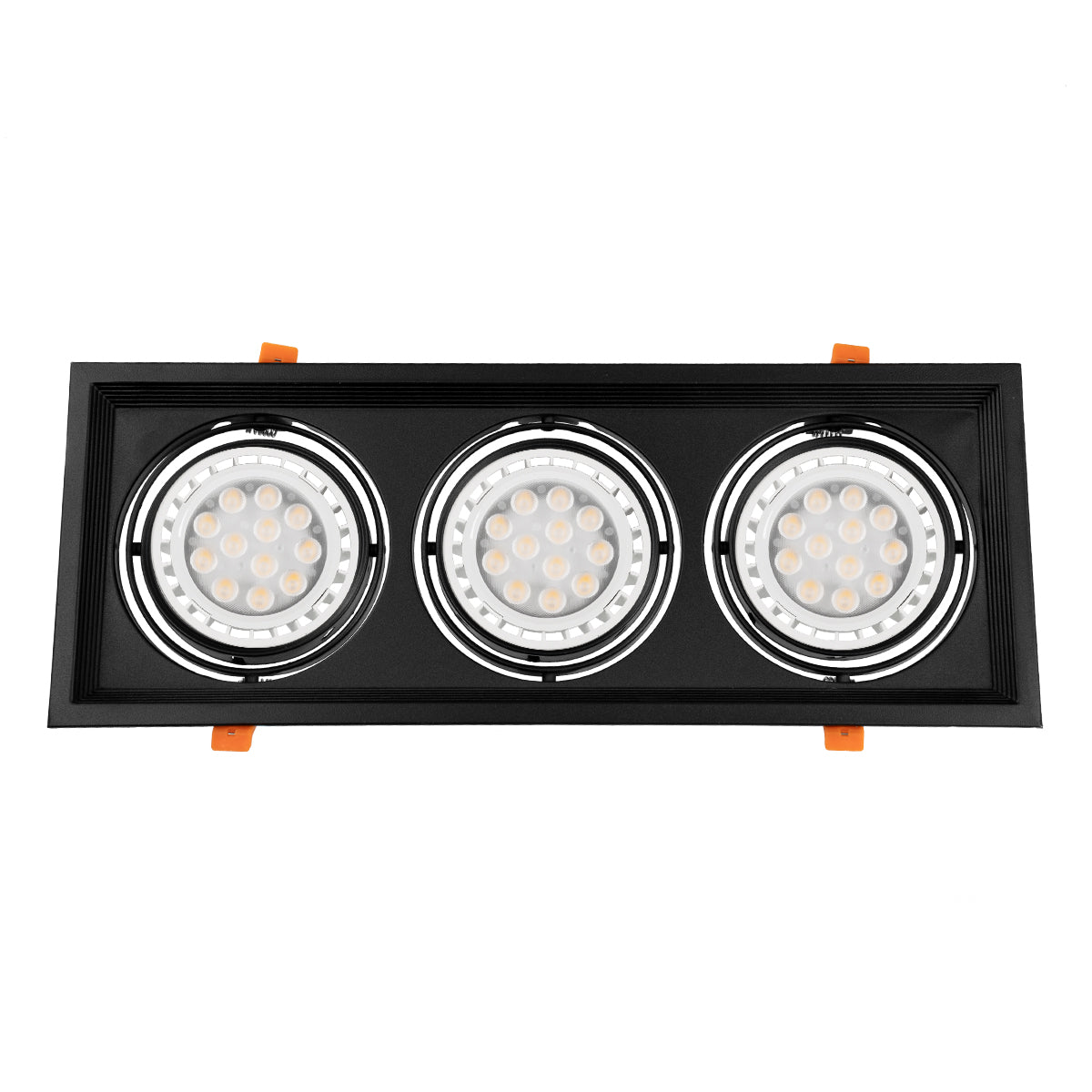 VITA 77857 Χωνευτή Κινούμενη Βάση για 3 x Σποτ AR111 με Ντουί GU10/GU5.3 IP20 - Μαύρο Ματ - Μ48.7 x Π18 x Υ5.5 / Q47.5 x 17