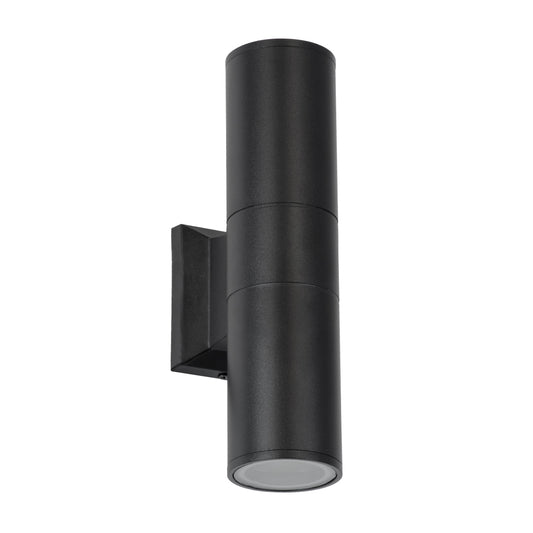 WALLY 77873 Μοντέρνο Φωτιστικό Τοίχου - Απλίκα με Ντουί 2 x GU10 AC 220-240V Αδιάβροχο IP65 - Μαύρο Ματ - Μ6.4 x Π11 x Υ25