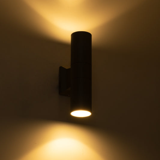 WALLY 77875 Φωτιστικό Τοίχου - Απλίκα Αρχιτεκτονικού Φωτισμού Εσωτερικού/Εξωτερικού Χώρου Up & Down Δίφωτο 2 x GU10 AC220-240V Αδιάβροχο IP65 - Σώμα Αλουμινίου & Tempered Glass - Μ6.4 x Π11 x Υ25cm - Ασημί