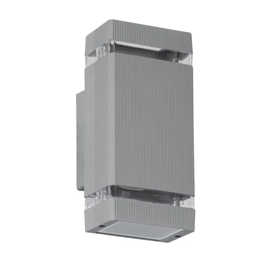 QUATRO 77895 Μοντέρνο Φωτιστικό Τοίχου - Απλίκα με Ντουί 2 x GU10 AC 220-240V Αδιάβροχο IP65 - Γκρι Ματ - Μ11 x Π10 x Υ25.5