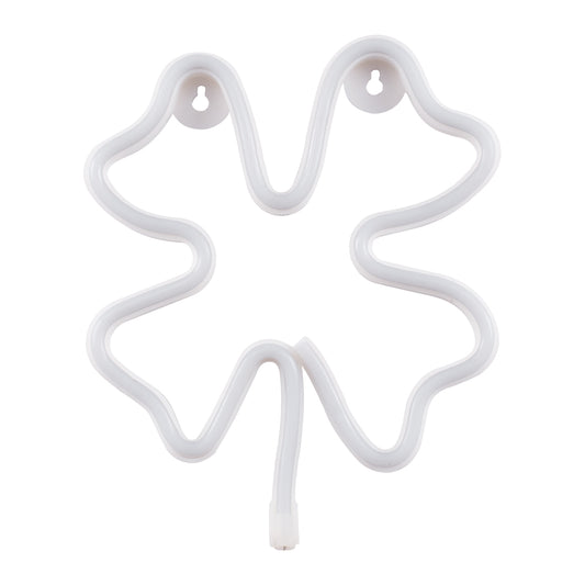 78572 Φωτιστικό Ταμπέλα Φωτεινή Επιγραφή NEON LED Σήμανσης FOUR LEAF CLOVER 5W με Καλώδιο Τροφοδοσίας USB - Μπαταρίας 3xAAA (Δεν Περιλαμβάνονται) - Πράσινο