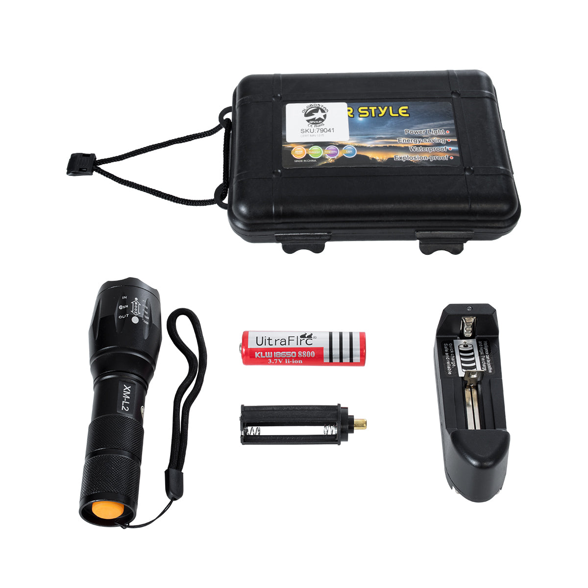 HANDLAMP 79041 Φακός Χειρός LED 10W 1000lm 5~60° DC 5V με Επαναφορτιζόμενη Μπαταρία Li-ion 3.7V 1x18650 3000mAh IP20 Ψυχρό Λευκό 6000K - CREE XML2-T6 Chip - Μ13.5 x Π4 x Υ4