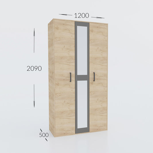 Ντουλάπα Viva 2D Χρυσό Δρυς-Γραφίτης 120x50x209