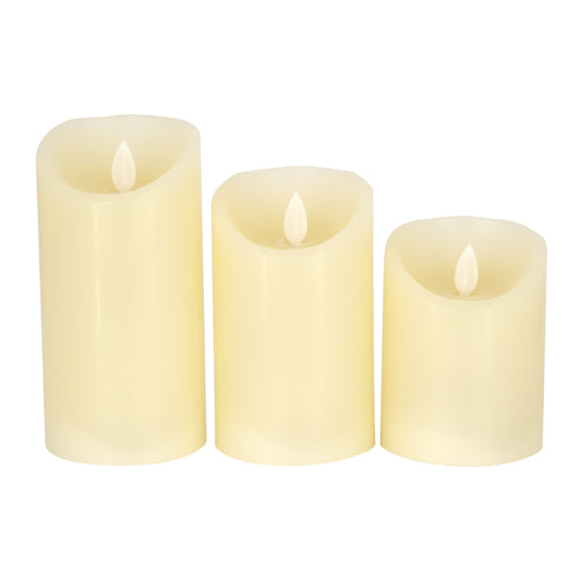 EVERFLAME 79555 Διακοσμητικό Κερί Παραφίνης με IR Ασύρματο Χειριστήριο LED 0.5W 30lm 120° DC 3.2V με 2xAA Μπαταρίες IP20 Θερμό Λευκό 2700K Dimmable - Μ7.5 x Π7.5 x Υ15cm - Πακέτο 3 Τεμαχίων