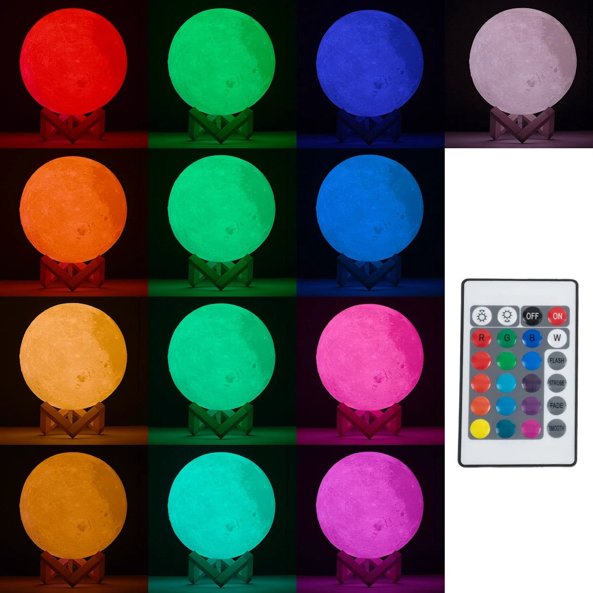 MOON 79607-S Επιτραπέζιο Φωτιστικό LED 3W 150lm 360° DC 5V IP20 RGB Dimmable Λευκό Πλαστικό με Μπεζ Ξύλο - Λειτουργία μόνο σε ρεύμα, χωρίς μπαταρίες - Μ20 x Π20 x Υ23cm