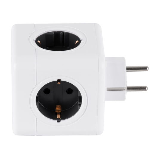 POWERCUBE 79627 Πολύπριζο 5 Θέσεων με 5 x EU Schuko Πρίζες Ασφαλείας Childproof AC 220-240V 3680W/16A Max Load IP20 - Λευκό & Γκρι - Μ7.5 x Π11.5 x Υ7.5