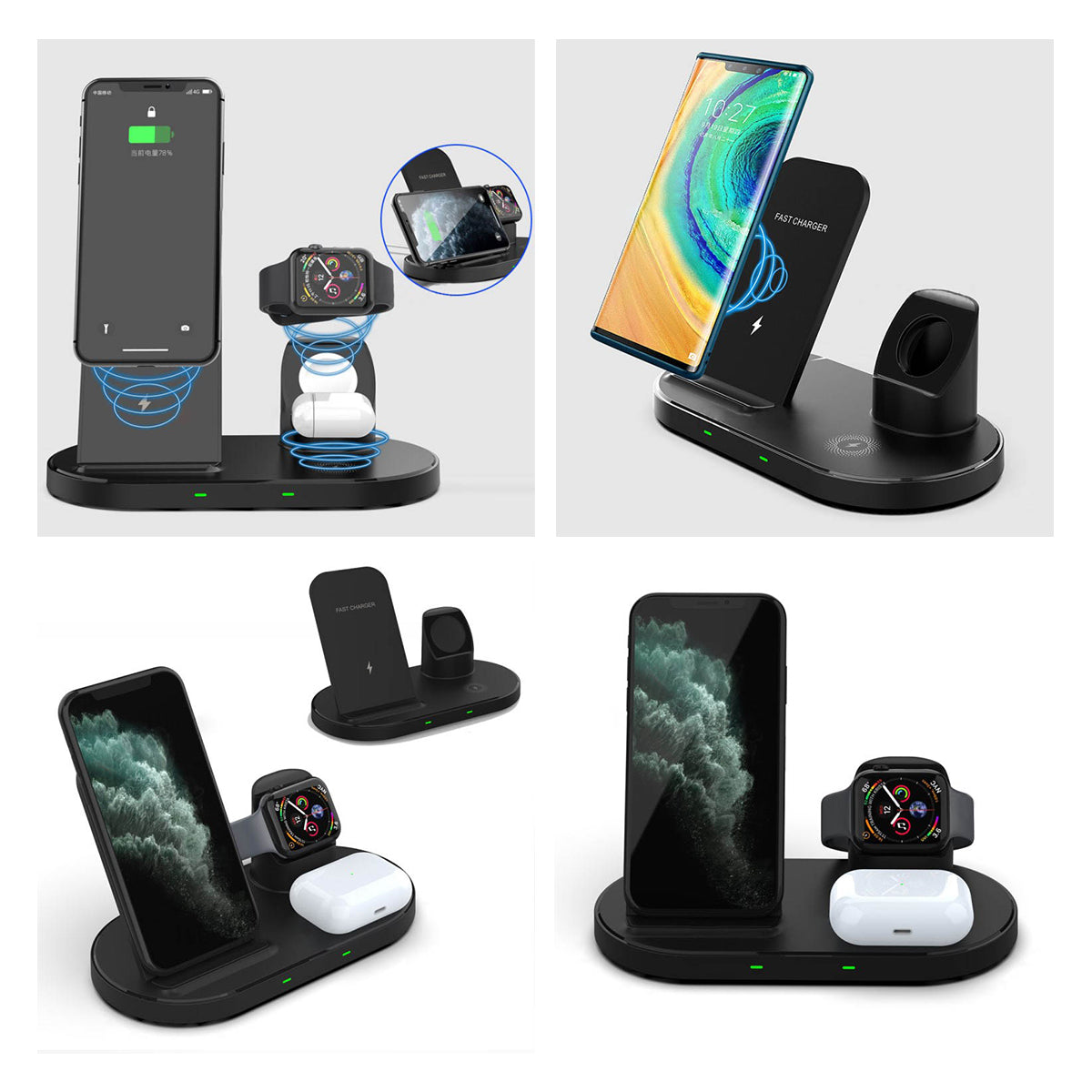 79698 Επιτραπέζια Σταθερή Βάση Ασύρματης Φόρτισης Fast Charging για Κινητά - Earphones - Smart Watches 3 Καναλιών - 1 Channel 15W Max (Phone) - 2 Channel 3W (Airpod) - 3 Channel 2W (Watch)