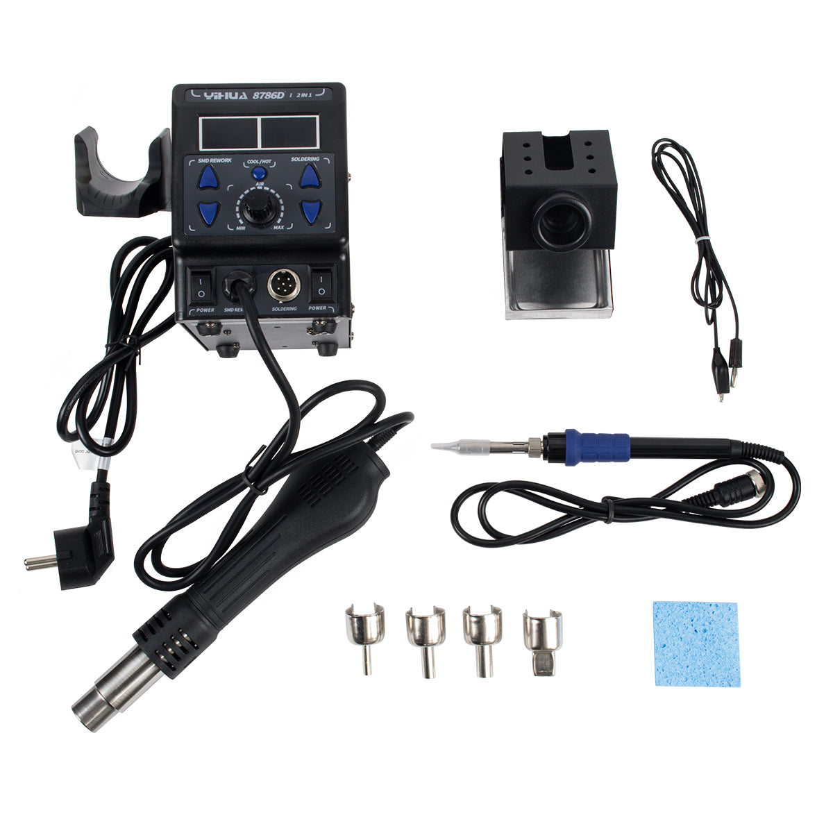 YIHUA-8786D 79972 Ψηφιακός Σταθμός Συγκόλλησης Θερμού Αέρα με Ψηφιακή Οθόνη & Κολλητήρι 1200W AC 220-240V IP20 - Μ15 x Π23.5 x Υ14