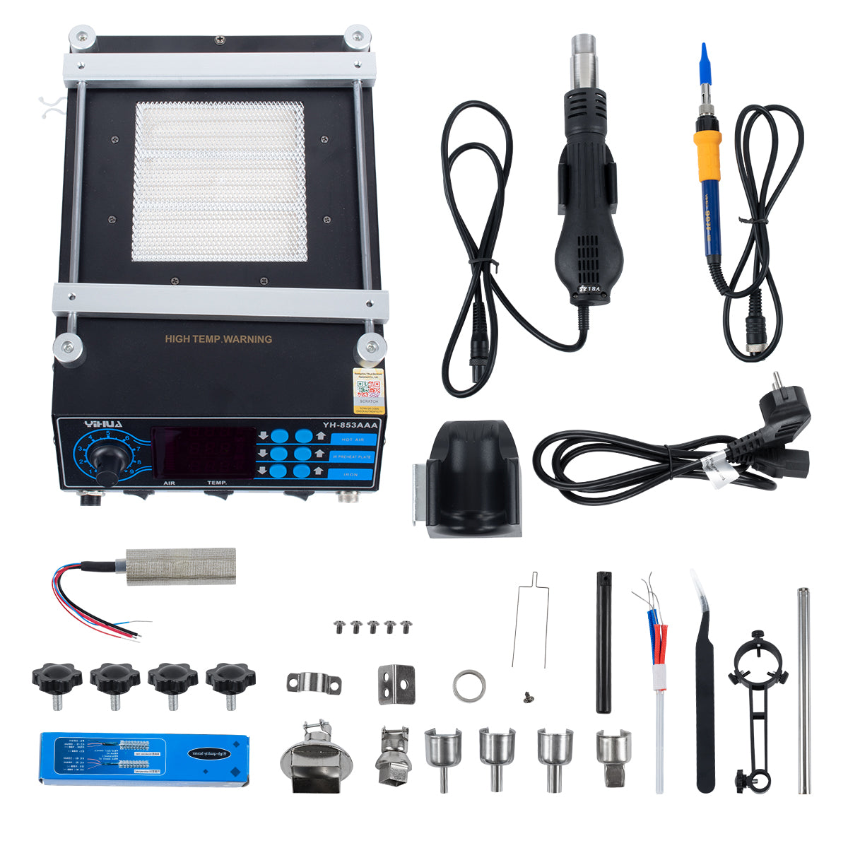 79973 Ψηφιακός Σταθμός Συγκόλλησης 3in1 με Ψηφιακή Οθόνη - Κολλητήρι - Πιστόλι Θερμού Αέρα Hot Air Soldering Welding Gun - Φούρνος Πλακετών Solder Preheat Welding Oven PCB και PID Προγραμματιζόμενο Σύστημα Ελέγχου Θερμοκρασίας - 1200W